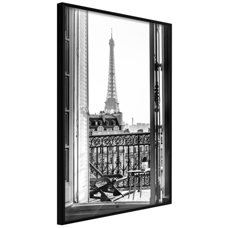 Wall Poster Balcony View - black and white landscape view from a window overlooking the Eiffel Tower 132272 additionalImage 11
