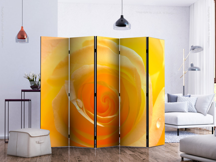 Room Divider Screen Yellow Rose II (5-piece) - close-up on delicate floral petals 132672 additionalImage 2