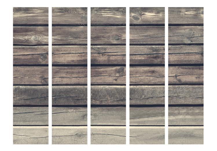 Room Separator Rustic Style II (5-piece) - composition in horizontal brown planks 132972 additionalImage 3