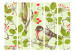 Room Divider Screen Bird and Lilies - Vintage Motif II (5-piece) - pattern with flowers and leaves 133372 additionalThumb 3