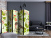 Room Divider Screen Bird and Lilies - Vintage Motif II (5-piece) - pattern with flowers and leaves 133372 additionalThumb 4