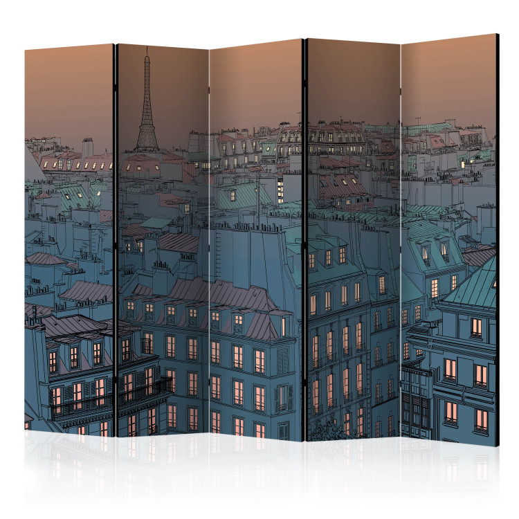 Room Divider Good Evening Paris II - comic book panorama of city architecture at night 133772