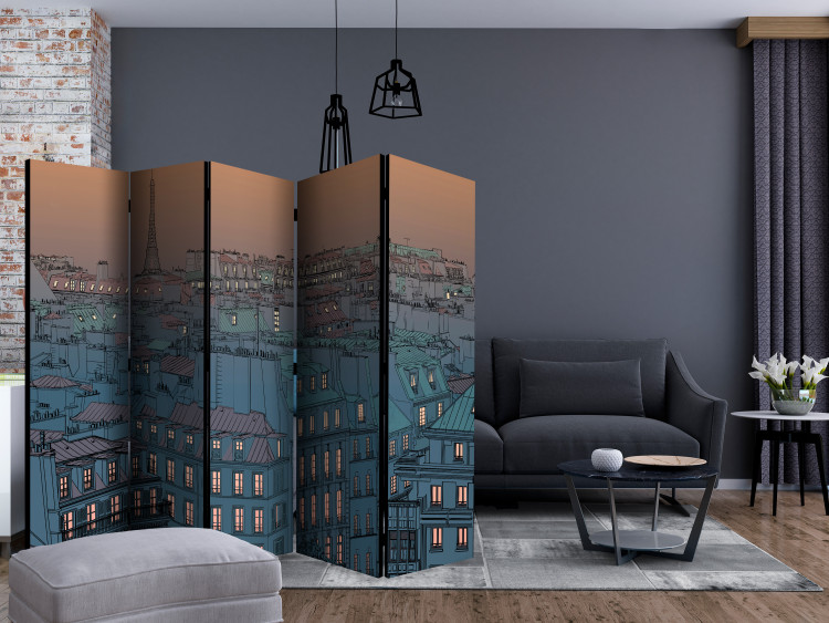 Room Divider Good Evening Paris II - comic book panorama of city architecture at night 133772 additionalImage 4