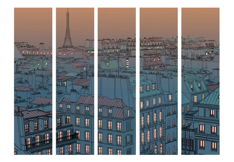 Room Divider Good Evening Paris II - comic book panorama of city architecture at night 133772 additionalImage 3