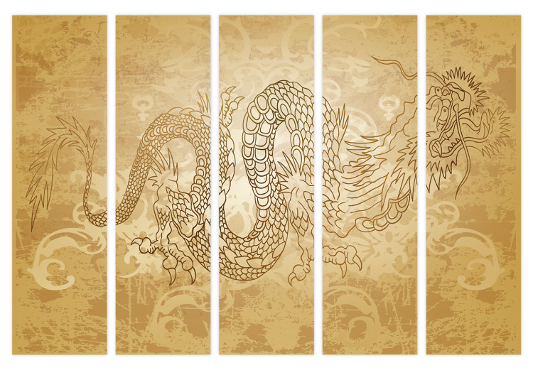 Folding Screen Dragon II (5-piece) - Japanese composition in oriental ornaments 134272 additionalImage 7
