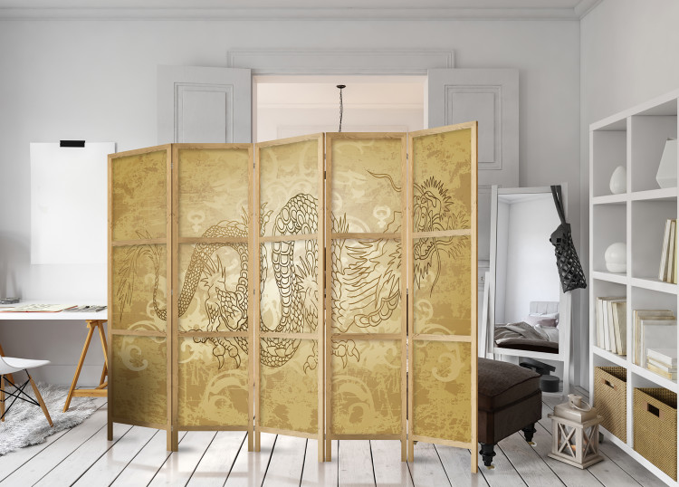 Folding Screen Dragon II (5-piece) - Japanese composition in oriental ornaments 134272 additionalImage 6