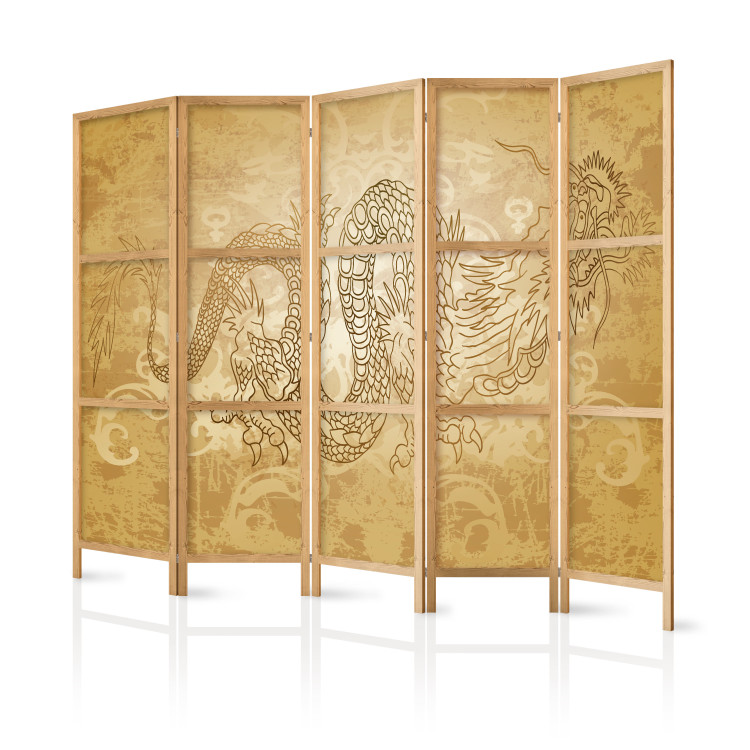 Folding Screen Dragon II (5-piece) - Japanese composition in oriental ornaments 134272 additionalImage 5