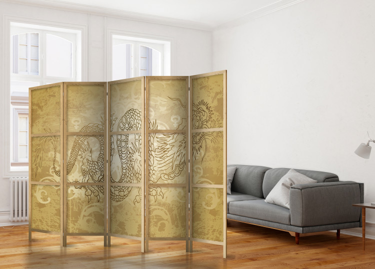Folding Screen Dragon II (5-piece) - Japanese composition in oriental ornaments 134272 additionalImage 8