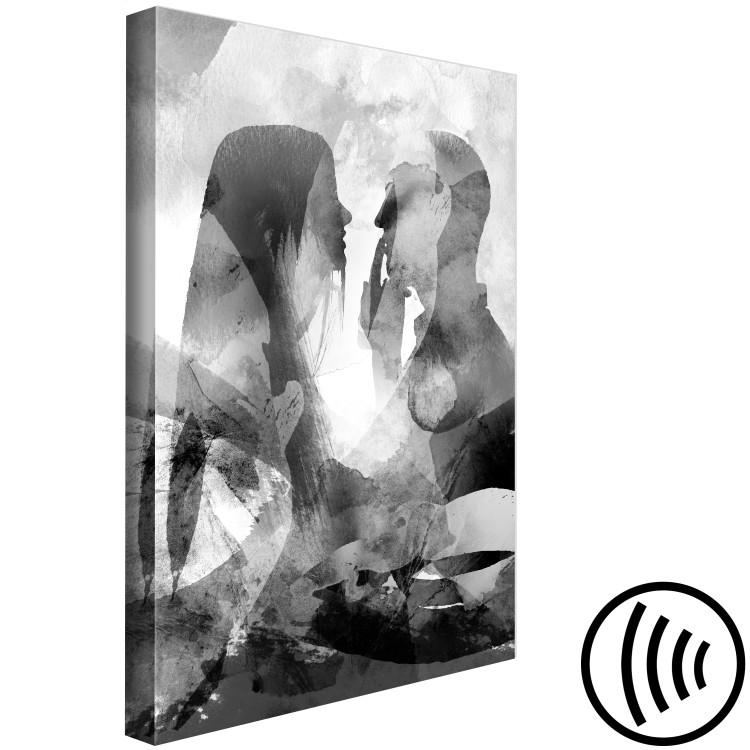 Canvas Art Print Love whispers - black and white abstract with two people in love 134372 additionalImage 6