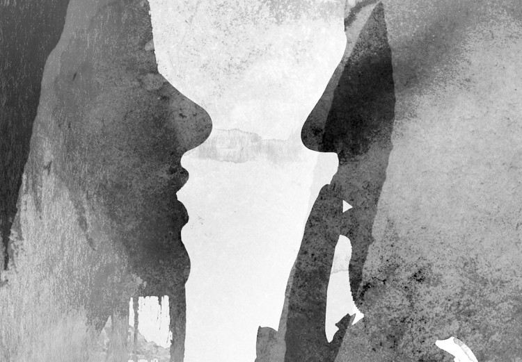 Canvas Art Print Love whispers - black and white abstract with two people in love 134372 additionalImage 4