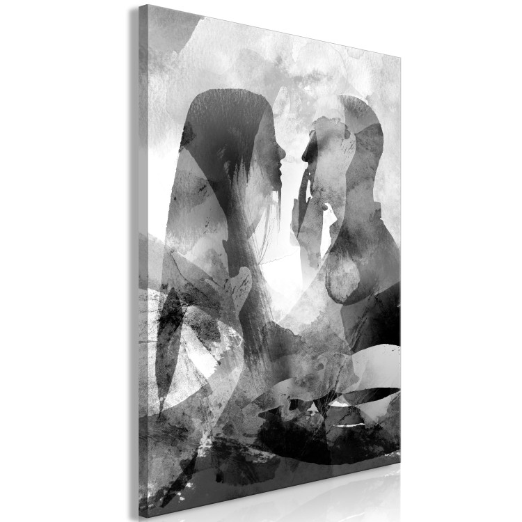 Canvas Art Print Love whispers - black and white abstract with two people in love 134372 additionalImage 2