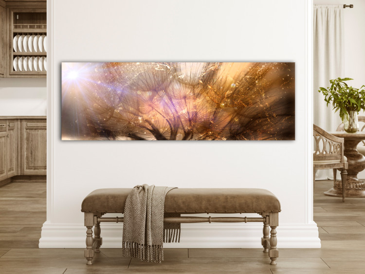 Canvas Art Print Morning Dawn (1-piece) Narrow - dandelion flowers on a golden background 135972 additionalImage 3