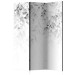Room Divider Screen Rose Waterfall - Third Variant (3-piece) - Gray flowers amidst white 136172