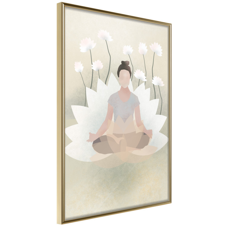 Poster Love Yoga - meditating woman against white flowers in a Zen style 138872 additionalImage 6