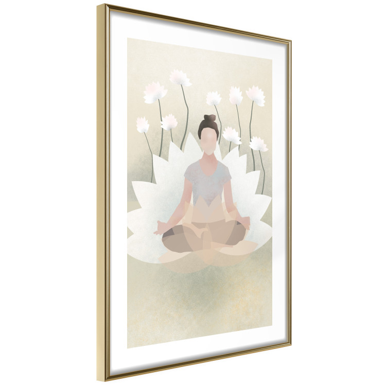 Poster Love Yoga - meditating woman against white flowers in a Zen style 138872 additionalImage 12