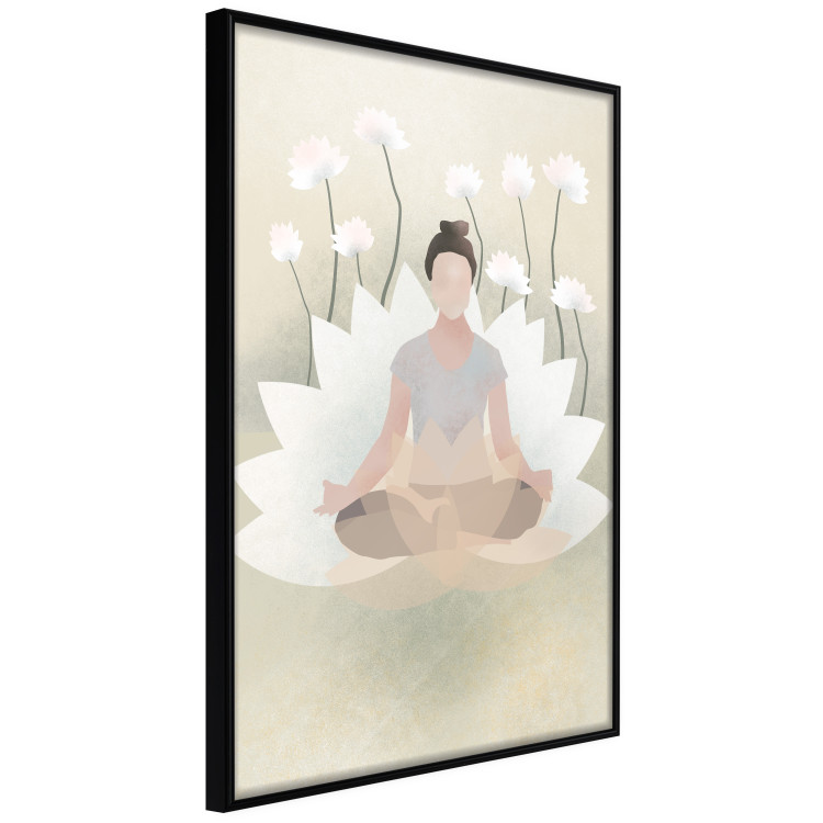 Poster Love Yoga - meditating woman against white flowers in a Zen style 138872 additionalImage 5