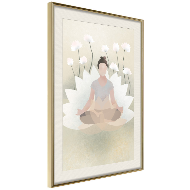 Poster Love Yoga - meditating woman against white flowers in a Zen style 138872 additionalImage 11