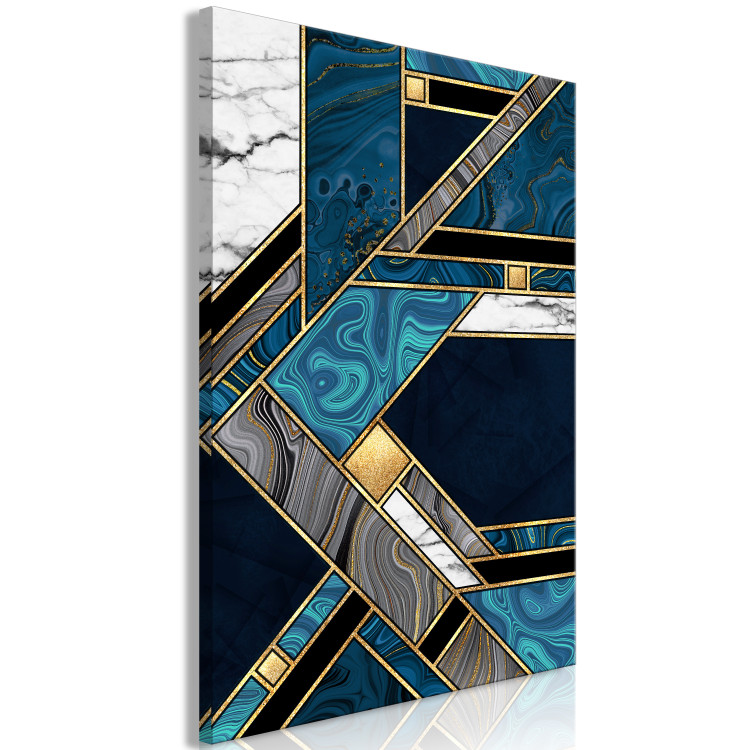 Canvas Art Print Blue-Gold Geometry (1-piece) Vertical - abstraction with mosaic 142372 additionalImage 2