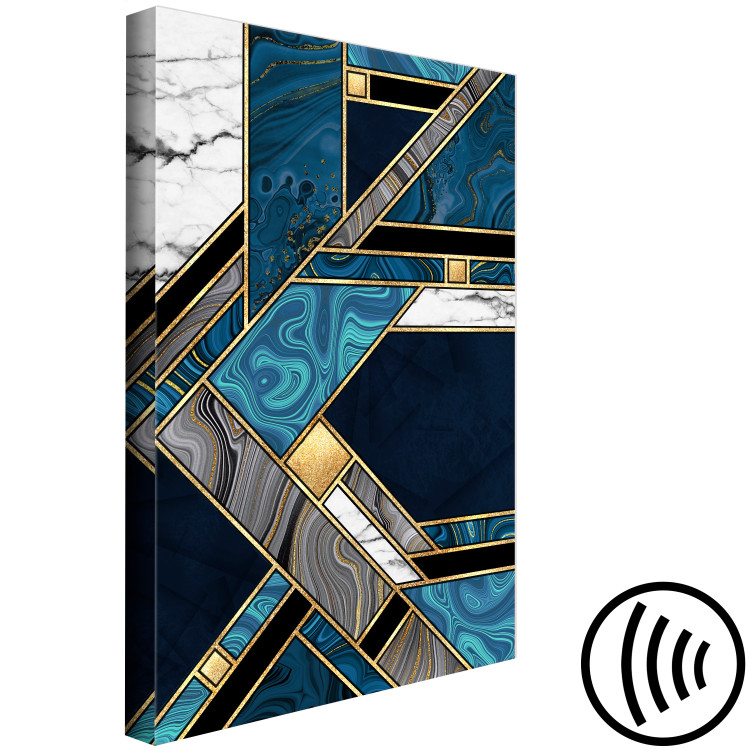 Canvas Art Print Blue-Gold Geometry (1-piece) Vertical - abstraction with mosaic 142372 additionalImage 6