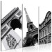 Canvas Art Print Paris Architecture (3-piece) - black-and-white frames of city landmarks 144972 additionalThumb 2