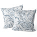 Decorative Velor Pillow Stylised leaves - minimalist, white and blue floral theme 146772 additionalThumb 3