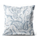 Decorative Velor Pillow Stylised leaves - minimalist, white and blue floral theme 146772