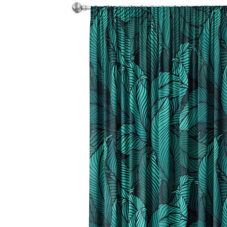 Decorative Curtain Leafy thickets - a graphic floral pattern in shades of sea green 147172 additionalImage 4