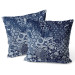 Decorative Velor Pillow Floral mosaic - composition in shades of blue and white 147272 additionalThumb 3