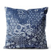 Decorative Velor Pillow Floral mosaic - composition in shades of blue and white 147272