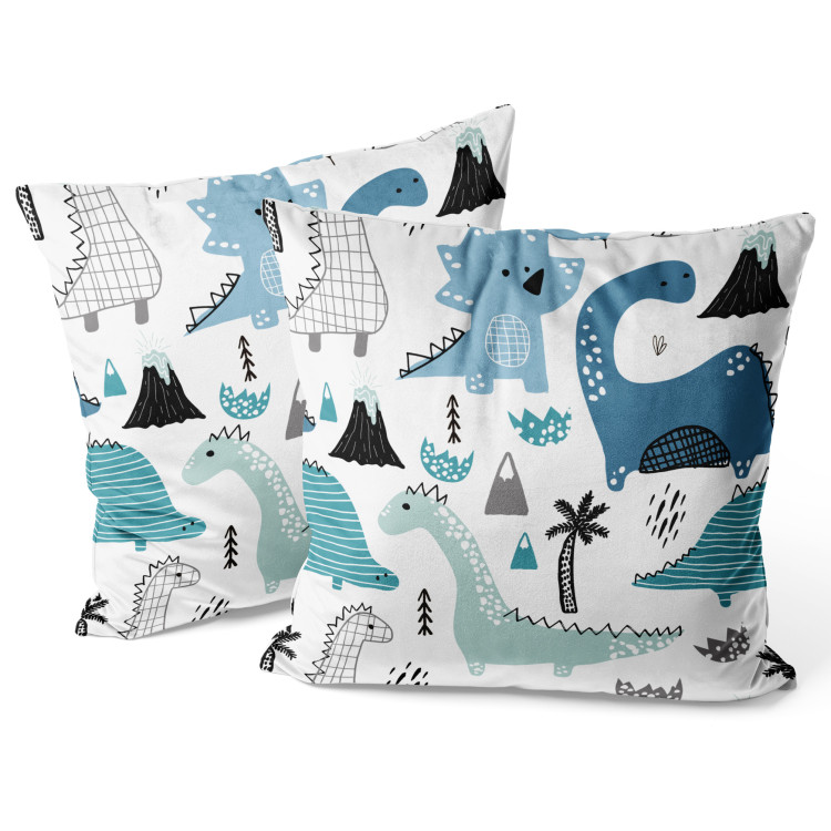 Decorative Velor Pillow Blue Dinosaurs - A Children’s Configuration of Cheerful Animals 151272 additionalImage 2