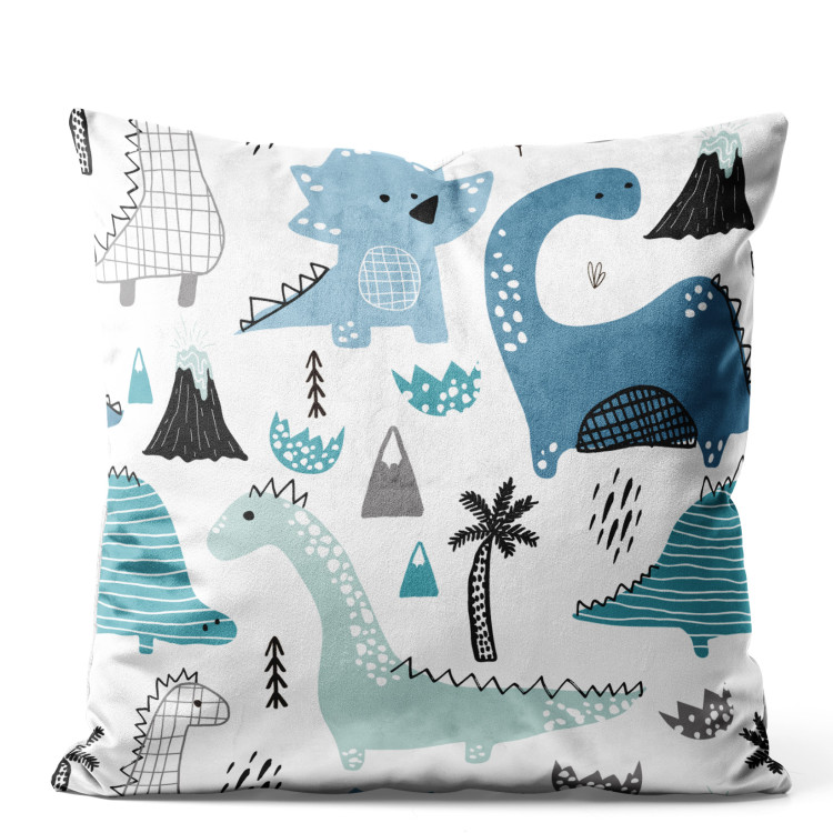 Decorative Velor Pillow Blue Dinosaurs - A Children’s Configuration of Cheerful Animals 151272
