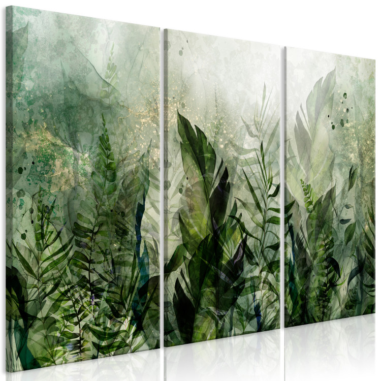 Canvas Art Print Tropical Plants - Big Green Leaves in Misty Dew 151772 additionalImage 2