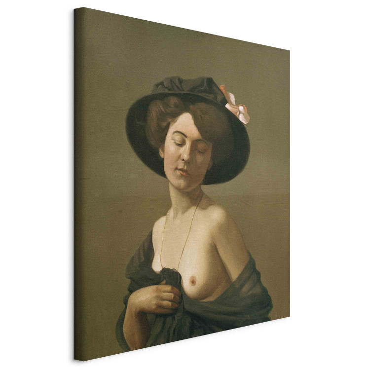 Art Reproduction Femme drapee dans une echarpe noir, chapeau noir 157472 additionalImage 2