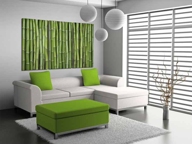 Canvas Green Bamboo - Asian triptych full of oriental plants 58772 additionalImage 3