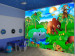 Wall Mural Wild Animals in the Jungle - Elephant, monkey, turtle with trees for children 61172