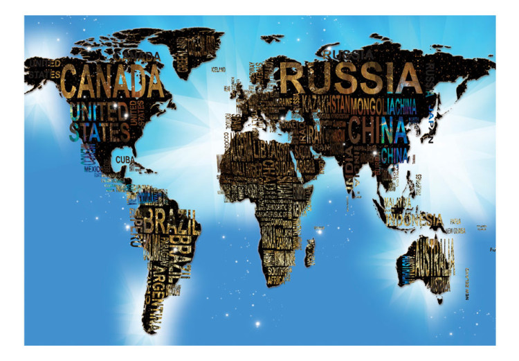 Wall Mural World on a blue background - world map with country names in English 65572 additionalImage 1