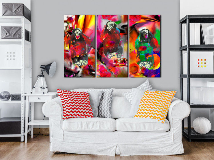 Canvas Art Print Crazy Monkeys - triptych 88972 additionalImage 3