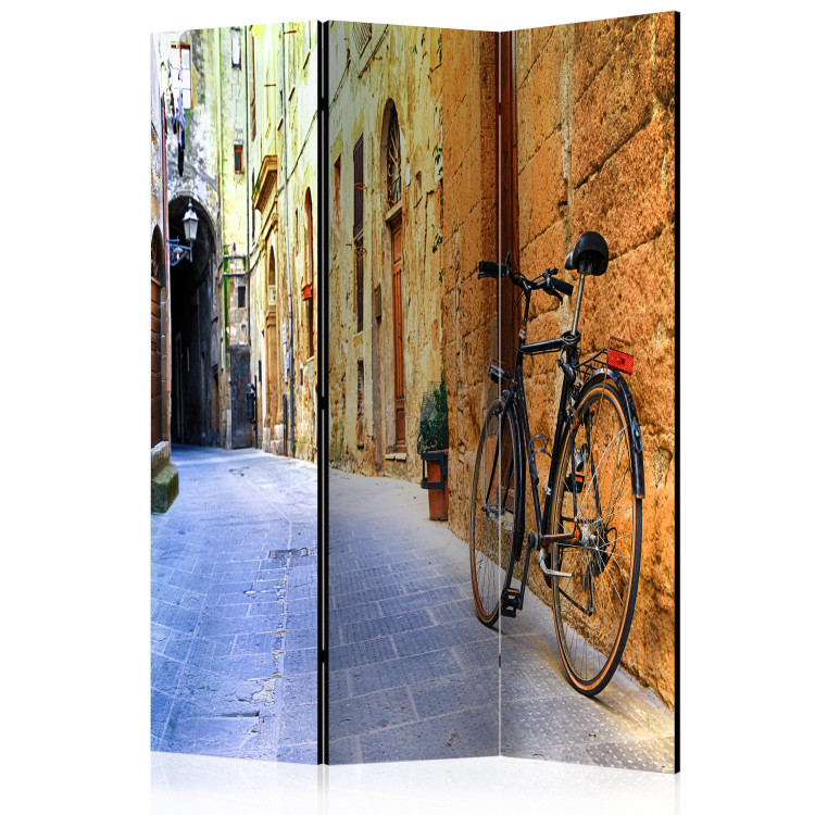 Room Divider Screen Italian Holidays - black bicycle against the backdrop of Italian city architecture 95272