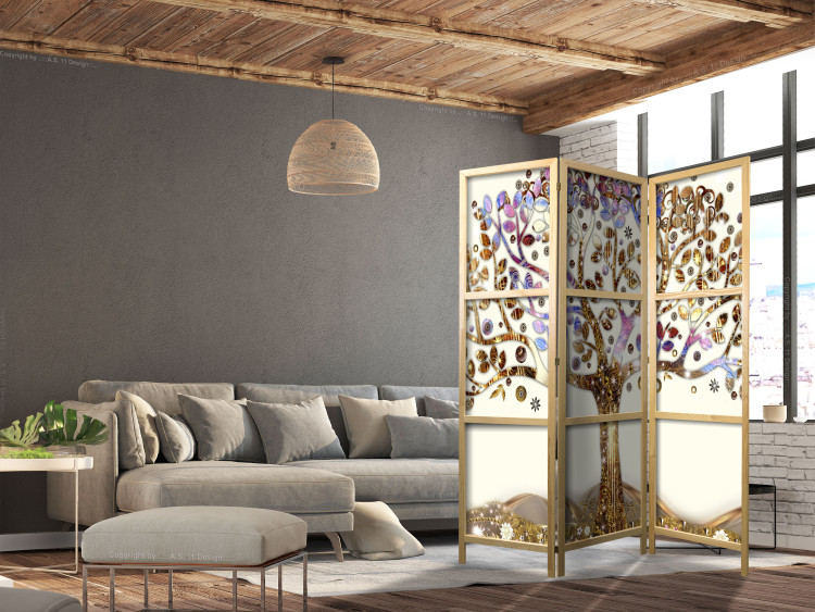 Room Divider Golden Tree - artistic plant in an abstract golden motif 95372 additionalImage 6