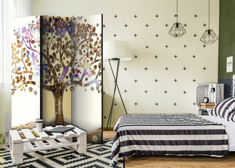 Room Divider Golden Tree - artistic plant in an abstract golden motif 95372 additionalImage 4
