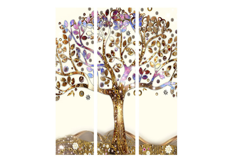 Room Divider Golden Tree - artistic plant in an abstract golden motif 95372 additionalImage 3