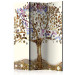 Room Divider Golden Tree - artistic plant in an abstract golden motif 95372