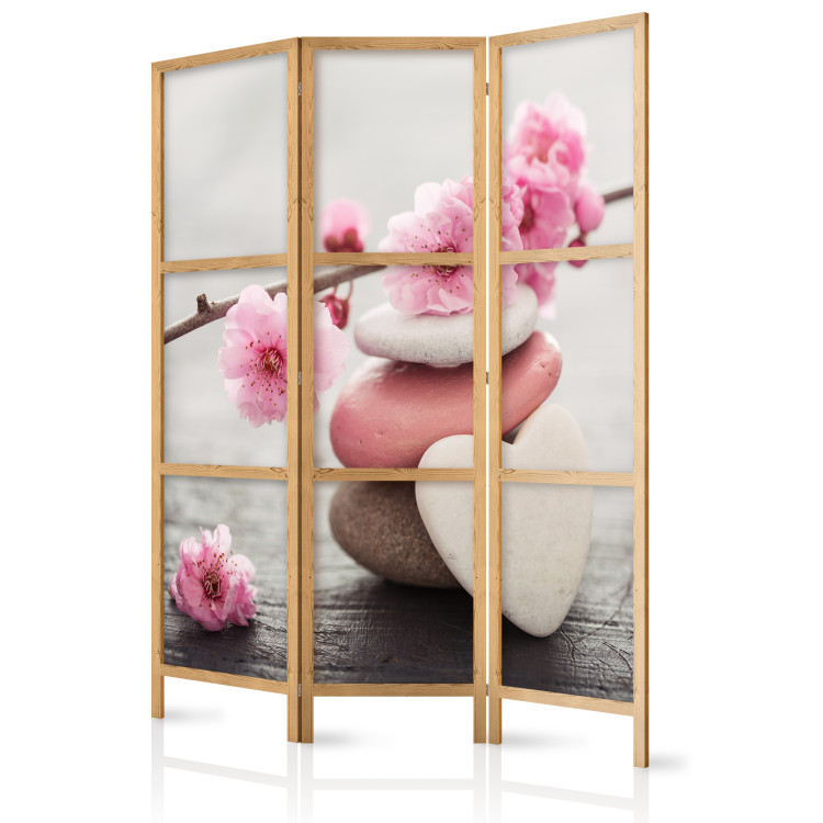 Folding Screen Zen Flowers - colorful stones and pink plants on a wooden table 96072 additionalImage 5