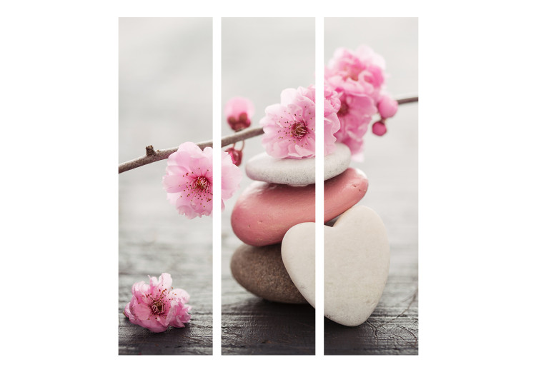 Folding Screen Zen Flowers - colorful stones and pink plants on a wooden table 96072 additionalImage 7
