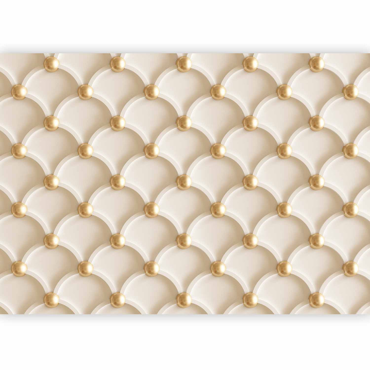 Wall Mural Perfect harmony - trendy quilted beige pattern with gold ornaments 97572 additionalImage 1