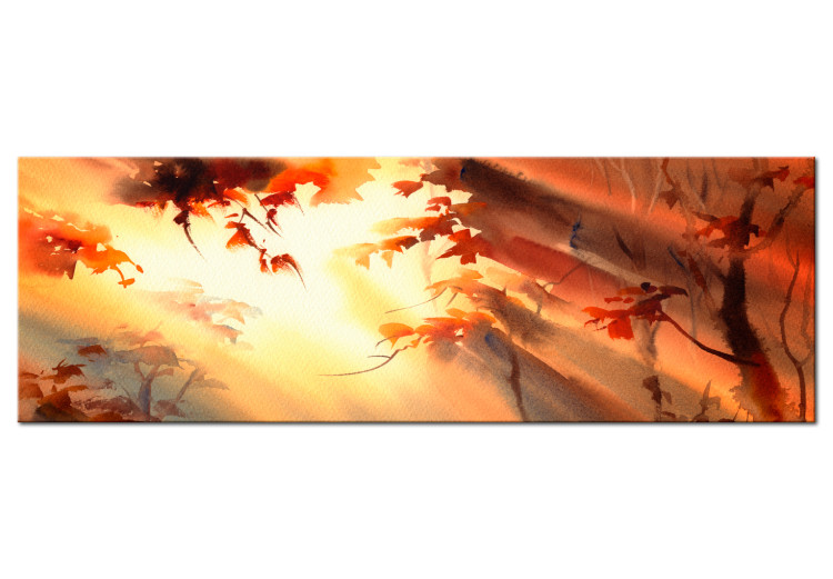 Canvas Print Golden Forest - Artistic Landscape of Autumn Leaves in Watercolor Style 97872