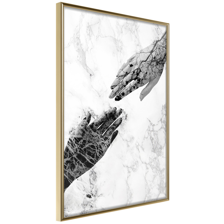Wall Poster Extend Your Hand - black and white abstraction with plant motif on marble background 117282 additionalImage 12