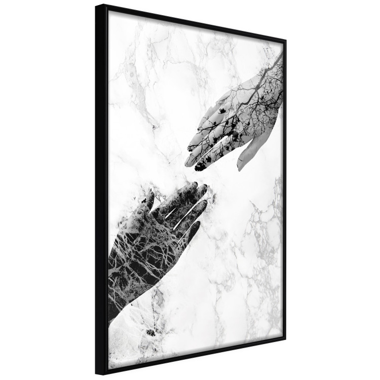 Wall Poster Extend Your Hand - black and white abstraction with plant motif on marble background 117282 additionalImage 10