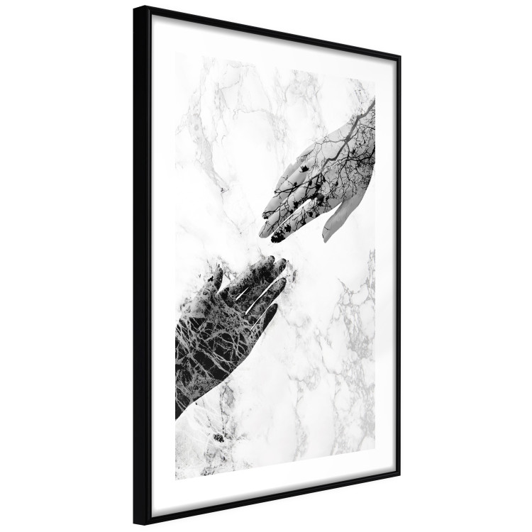 Wall Poster Extend Your Hand - black and white abstraction with plant motif on marble background 117282 additionalImage 11