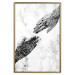 Wall Poster Extend Your Hand - black and white abstraction with plant motif on marble background 117282 additionalThumb 16